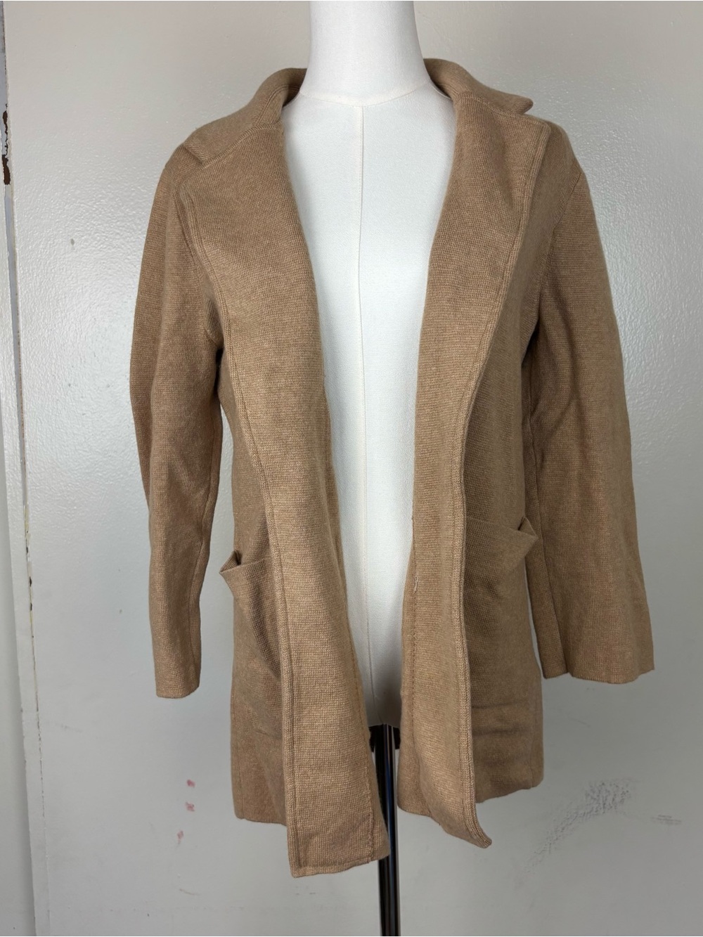 J. Crew Camel Knit Blazer Coatigan